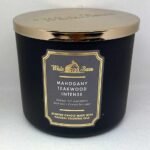 Bath & Body Works White Barn 3-Wick Candle in Mahogany Teakwood High Intensity, Scented
