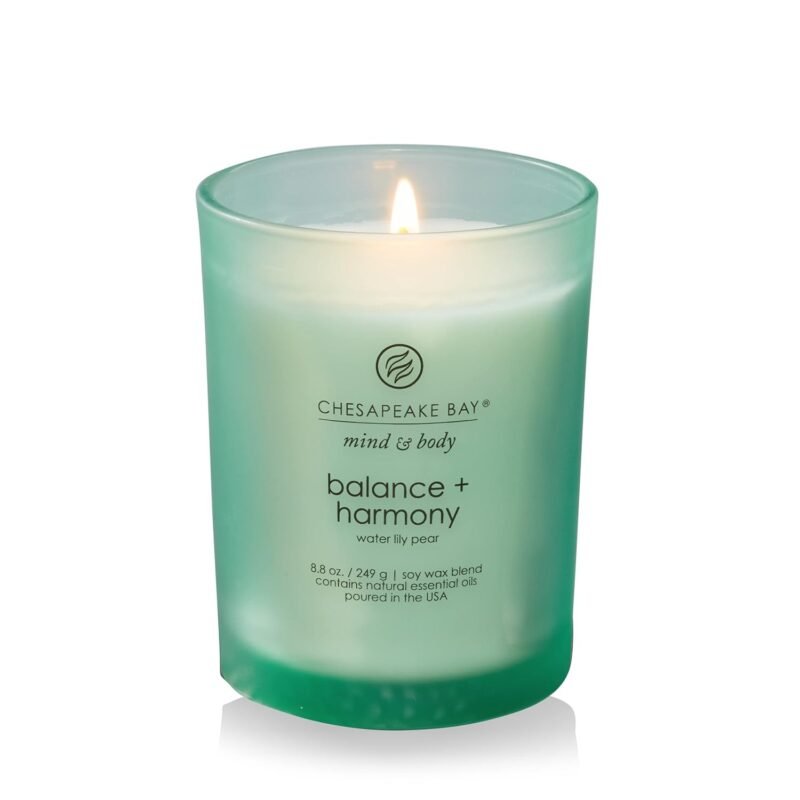 Chesapeake Bay Balance + Harmony Scented Candle Water Lily Pear Fragrance 50 Hours Burn Time Warm & Decorative Soy Wax Blend