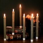 GenSwin Flameless Grey Taper Candles Flickering with 10-Key Remote, Battery Operated Led Warm 3D Wick Light Window Candles Real Wax Pack of 6, Christmas Home Wedding Decor(0.78...