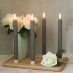 GenSwin Flameless Grey Taper Candles Flickering with 10-Key Remote, Battery Operated Led Warm 3D Wick Light Window Candles Real Wax Pack of 6, Christmas Home Wedding Decor(0.78...