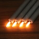GenSwin Flameless Grey Taper Candles Flickering with 10-Key Remote, Battery Operated Led Warm 3D Wick Light Window Candles Real Wax Pack of 6, Christmas Home Wedding Decor(0.78...