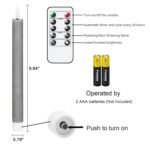 GenSwin Flameless Grey Taper Candles Flickering with 10-Key Remote, Battery Operated Led Warm 3D Wick Light Window Candles Real Wax Pack of 6, Christmas Home Wedding Decor(0.78...