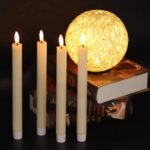 GenSwin Flameless Ivory Taper Candles Flickering with 10-Key Remote, Battery Operated Led Warm 3D Wick Light Window Candles Real Wax Pack of 6, Christmas Home Wedding Decor(0.78...