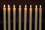 GenSwin Flameless Ivory Taper Candles Flickering with 10-Key Remote, Battery Operated Led Warm 3D Wick Light Window Candles Real Wax Pack of 6, Christmas Home Wedding Decor(0.78...