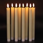 GenSwin Flameless Ivory Taper Candles Flickering with 10-Key Remote, Battery Operated Led Warm 3D Wick Light Window Candles Real Wax Pack of 6, Christmas Home Wedding Decor(0.78...