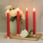 GenSwin Flameless Red Taper Candles Flickering with 10-Key Remote, Battery Operated Led Warm 3D Wick Light Window Candles Real Wax Pack of 6, Christmas Home Wedding Decor(0.78 X...