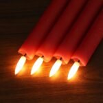 GenSwin Flameless Red Taper Candles Flickering with 10-Key Remote, Battery Operated Led Warm 3D Wick Light Window Candles Real Wax Pack of 6, Christmas Home Wedding Decor(0.78 X...