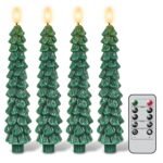GenSwin Flameless Taper Candles with Remote and String Lights, Ivory Real Wax Taper Candles Battery Operated, LED Flameless Battery Candlesticks for Home Holiday Decor(Set of 6)