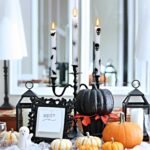 GenSwin Flameless Taper Candles with Remote Timer, 6Pcs LED Flickering Taper Candles Battery Operated Real Wax with Spider Webs/Skull/Bats Decals for Halloween Spooky Decoration...