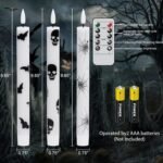GenSwin Flameless Taper Candles with Remote Timer, 6Pcs LED Flickering Taper Candles Battery Operated Real Wax with Spider Webs/Skull/Bats Decals for Halloween Spooky Decoration...
