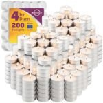 MontoPack Unscented Tea Light Candles 100 Pack | 4 hours, White, Smokeless, Dripless Small Votive Paraffin Tealights | Long-Lasting for Home, Shabbat, Weddings, Events,...
