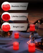SHYMERY Flameless Votive Candles,Battery Operated LED Candle,24 Pack 200+Hour Flickering Electric Fake Candles in Red for Wedding,Table,Halloween,Festival Celebration,Christmas...