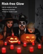 SHYMERY Flameless Votive Candles,Battery Operated LED Candle,24 Pack 200+Hour Flickering Electric Fake Candles in Red for Wedding,Table,Halloween,Festival Celebration,Christmas...