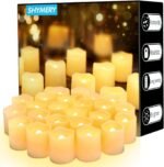 SHYMERY Flameless Votive Candles,Battery Operated LED Candle,24 Pack 200+Hour Flickering Electric Fake Candles in Red for Wedding,Table,Halloween,Festival Celebration,Christmas...