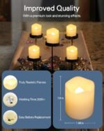 SHYMERY Flameless Votive Candles,Lasts 2X Longer,Battery Operated LED Tea Lights with Warm White Flickering Light,Small Electric Fake Tea Candle Realistic for...