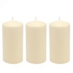 Stonebriar 6 Pack Tall 3 x 6 Inch 65 Hour Long Burning Unscented Ivory Wax Pillar Candles