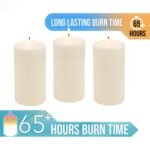 Stonebriar 6 Pack Tall 3 x 6 Inch 65 Hour Long Burning Unscented Ivory Wax Pillar Candles