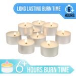 Stonebriar Unscented Long Burning White Tealight Candles, Bulk Pack, 6-7 Hour Burn Time, Smokeless Tealights for Parties, Weddings, Home, 50 Count