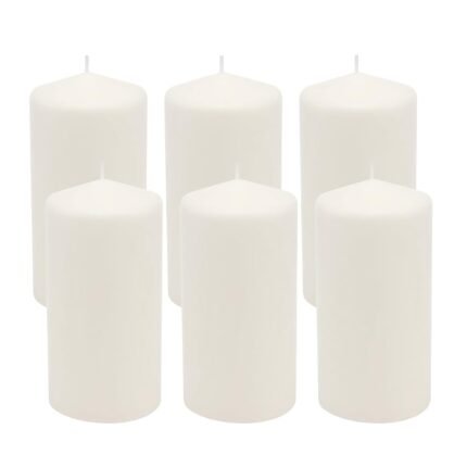 Stonebriar Unscented White Tall Pillar Candles, 65 Hour Burning Candle Pillars, Perfect for Decor, Weddings, Emergencies 3" X 6", 6 count