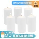Stonebriar Unscented White Tall Pillar Candles, 65 Hour Burning Candle Pillars, Perfect for Decor, Weddings, Emergencies 3" X 6", 6 count