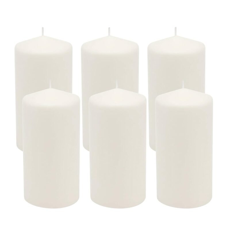 Stonebriar Unscented White Tall Pillar Candles, 65 Hour Burning Candle Pillars, Perfect for Decor, Weddings, Emergencies 3" X 6", 6 count