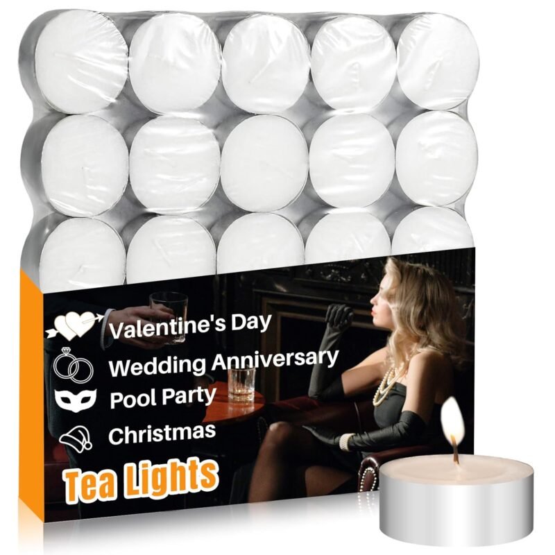 Tealight Candles - Tea Lights Candles Unscented Tea Tree Lights Mini Votive with Cotton Wick for Decorating Home,Pool,Shabbat,Wedding,Emergencies,Christmas,Halloween,Parties, Spas