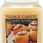 Village Candle Spiced Vanilla Apple, Large Glass Apothecary Jar Scented Candle, 21.25 oz, Ivory