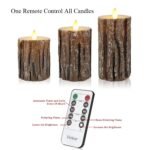 Vinkor Flameless Candles Battery Operated Candles Real Wax Pillar LED Candles with 10-Key Remote and Cycling 24 Hours Timer (Birch Effect 4" 5" 6")