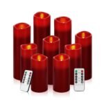 Vinkor Flameless Candles Battery Operated Candles Real Wax Pillar LED Candles with 10-Key Remote and Cycling 24 Hours Timer (Birch Effect 4" 5" 6")