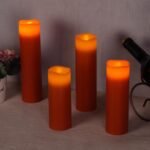 Vinkor Flameless Candles Battery Operated Candles Real Wax Pillar LED Candles with 10-Key Remote and Cycling 24 Hours Timer (Orange Set of 9)