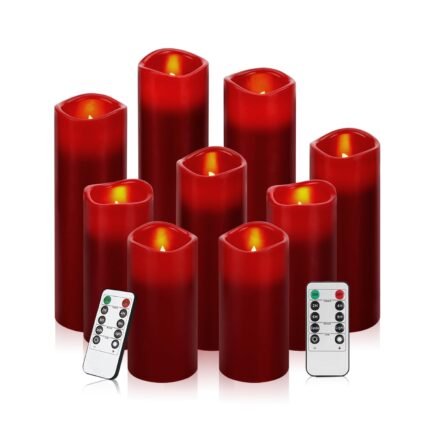 Vinkor Flameless Candles (Burgundy Set of 9)