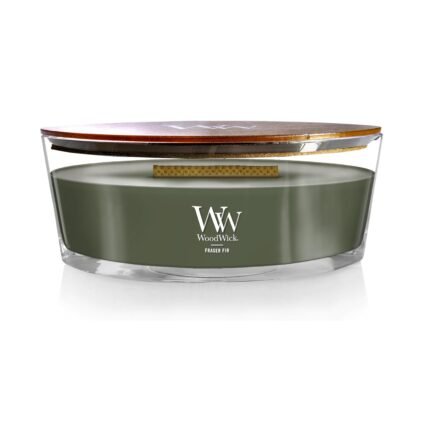 WoodWick Fraser Fir Holiday Candle Gifts for Women and Men, 16 oz Ellipse Candle with Crackling Wick