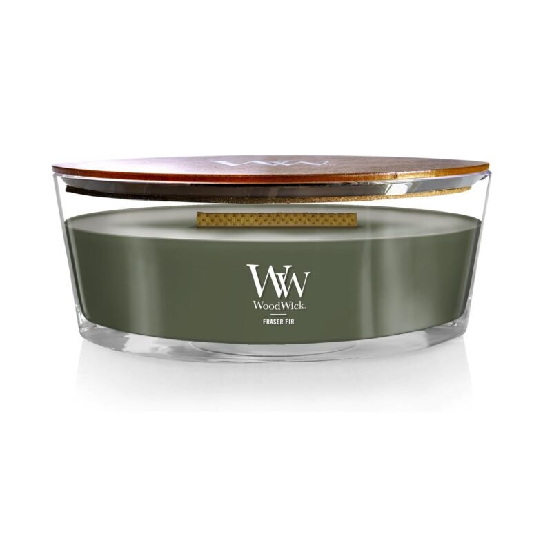 WoodWick Fraser Fir Holiday Candle Gifts for Women and Men, 16 oz Ellipse Candle with Crackling Wick